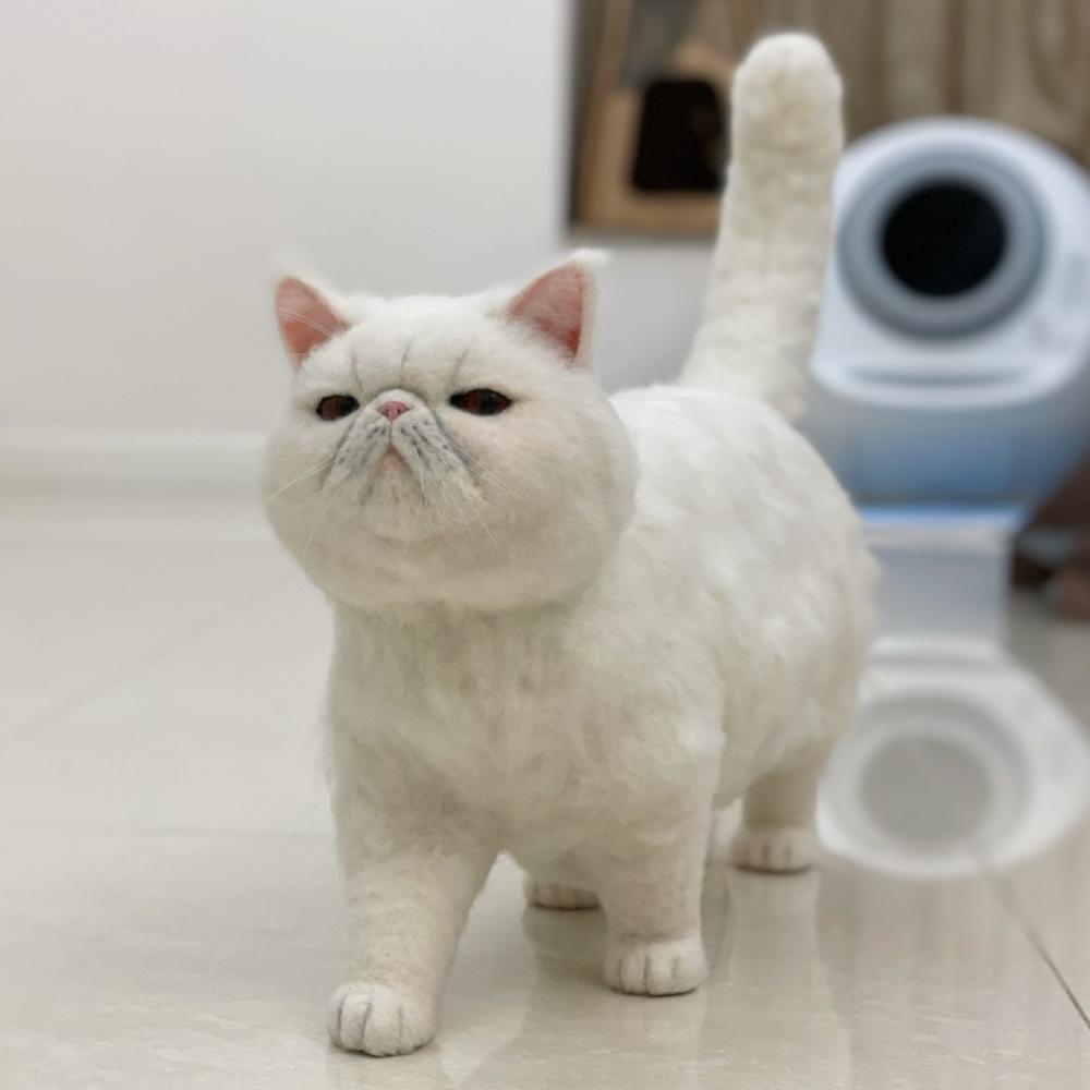 阿蔡工藝立體羊毛氈貓作品
